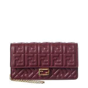 Fendi Baguette Ff Leather Wallet On Chain, Red